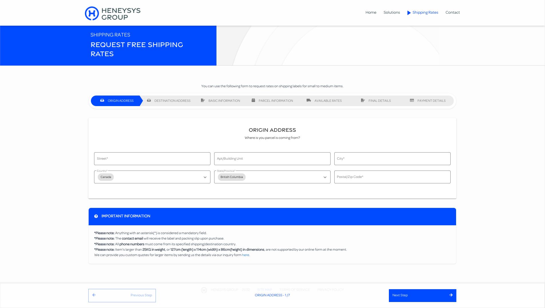 Henesys Group Shipping Quote
